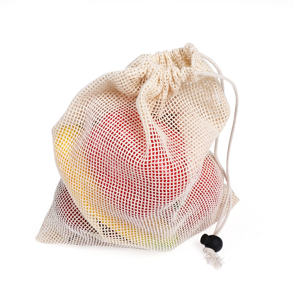 Reusable cotton mesh bags hot sale