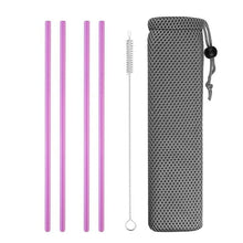 Load image into Gallery viewer, Reusable Stainless Steel Drinking Straws, Bent or Straight, Cleaning Brush, Protective Case