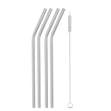 Load image into Gallery viewer, Reusable Stainless Steel Drinking Straws, Bent or Straight, Cleaning Brush, Protective Case