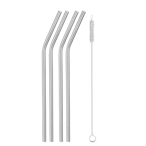 Reusable Stainless Steel Drinking Straws, Bent or Straight, Cleaning Brush, Protective Case