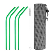 Load image into Gallery viewer, Reusable Stainless Steel Drinking Straws, Bent or Straight, Cleaning Brush, Protective Case