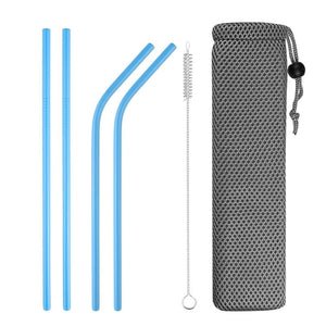 Reusable Stainless Steel Drinking Straws, Bent or Straight, Cleaning Brush, Protective Case