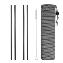 Load image into Gallery viewer, Reusable Stainless Steel Drinking Straws, Bent or Straight, Cleaning Brush, Protective Case