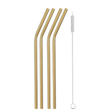 Load image into Gallery viewer, Reusable Stainless Steel Drinking Straws, Bent or Straight, Cleaning Brush, Protective Case