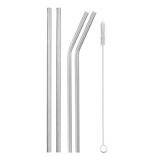 Load image into Gallery viewer, Reusable Stainless Steel Drinking Straws, Bent or Straight, Cleaning Brush, Protective Case