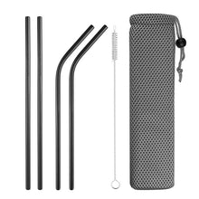 Load image into Gallery viewer, Reusable Stainless Steel Drinking Straws, Bent or Straight, Cleaning Brush, Protective Case