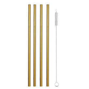 Reusable Stainless Steel Drinking Straws, Bent or Straight, Cleaning Brush, Protective Case