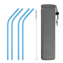 Load image into Gallery viewer, Reusable Stainless Steel Drinking Straws, Bent or Straight, Cleaning Brush, Protective Case