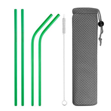 Load image into Gallery viewer, Reusable Stainless Steel Drinking Straws, Bent or Straight, Cleaning Brush, Protective Case