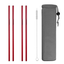 Load image into Gallery viewer, Reusable Stainless Steel Drinking Straws, Bent or Straight, Cleaning Brush, Protective Case