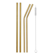 Load image into Gallery viewer, Reusable Stainless Steel Drinking Straws, Bent or Straight, Cleaning Brush, Protective Case