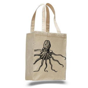 Octopus Wearing Glasses, Cotton Canvas Natural